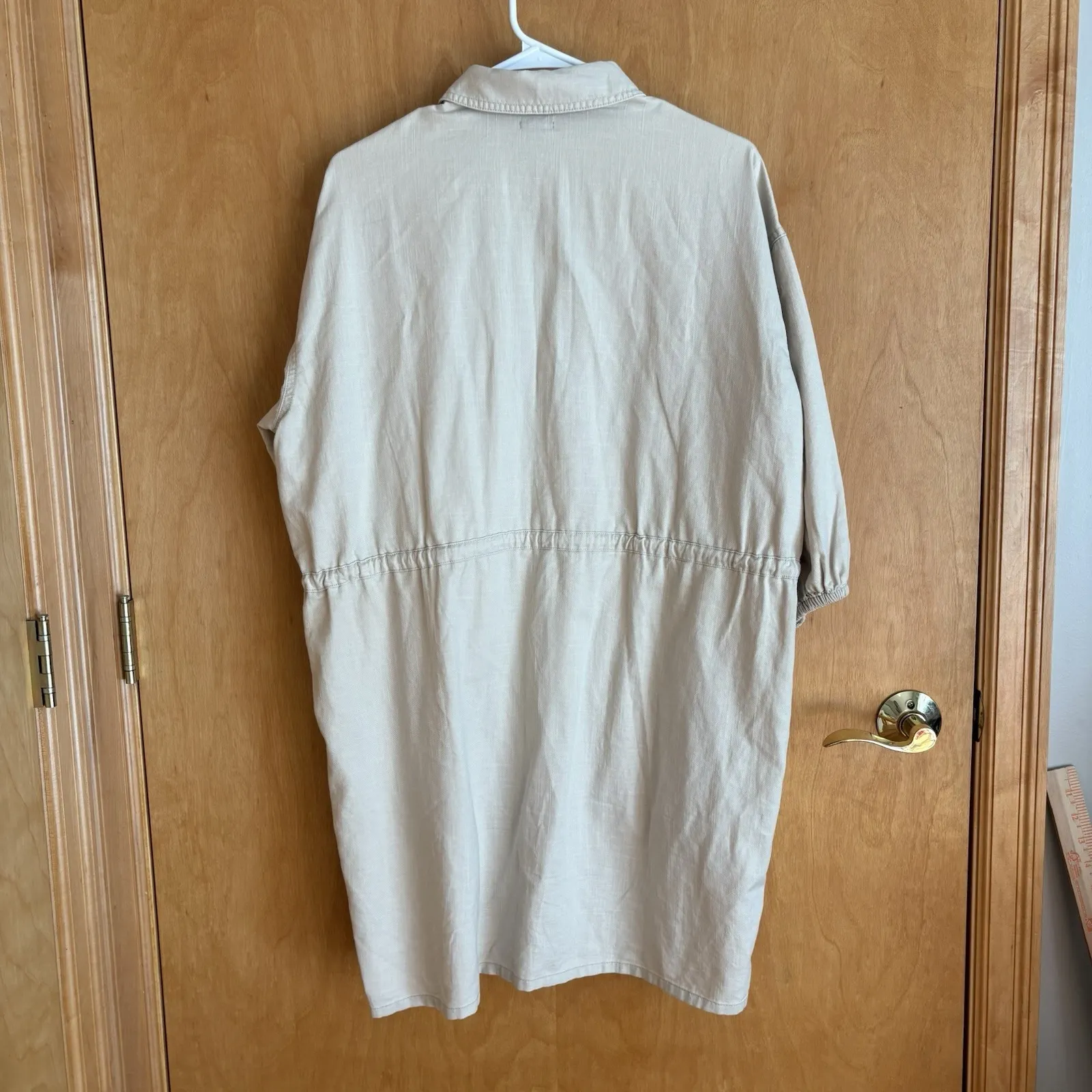 J Crew Cinched zip-up dress in‎ drapey cotton Womens XS Beige Tan CA555 - Image 6