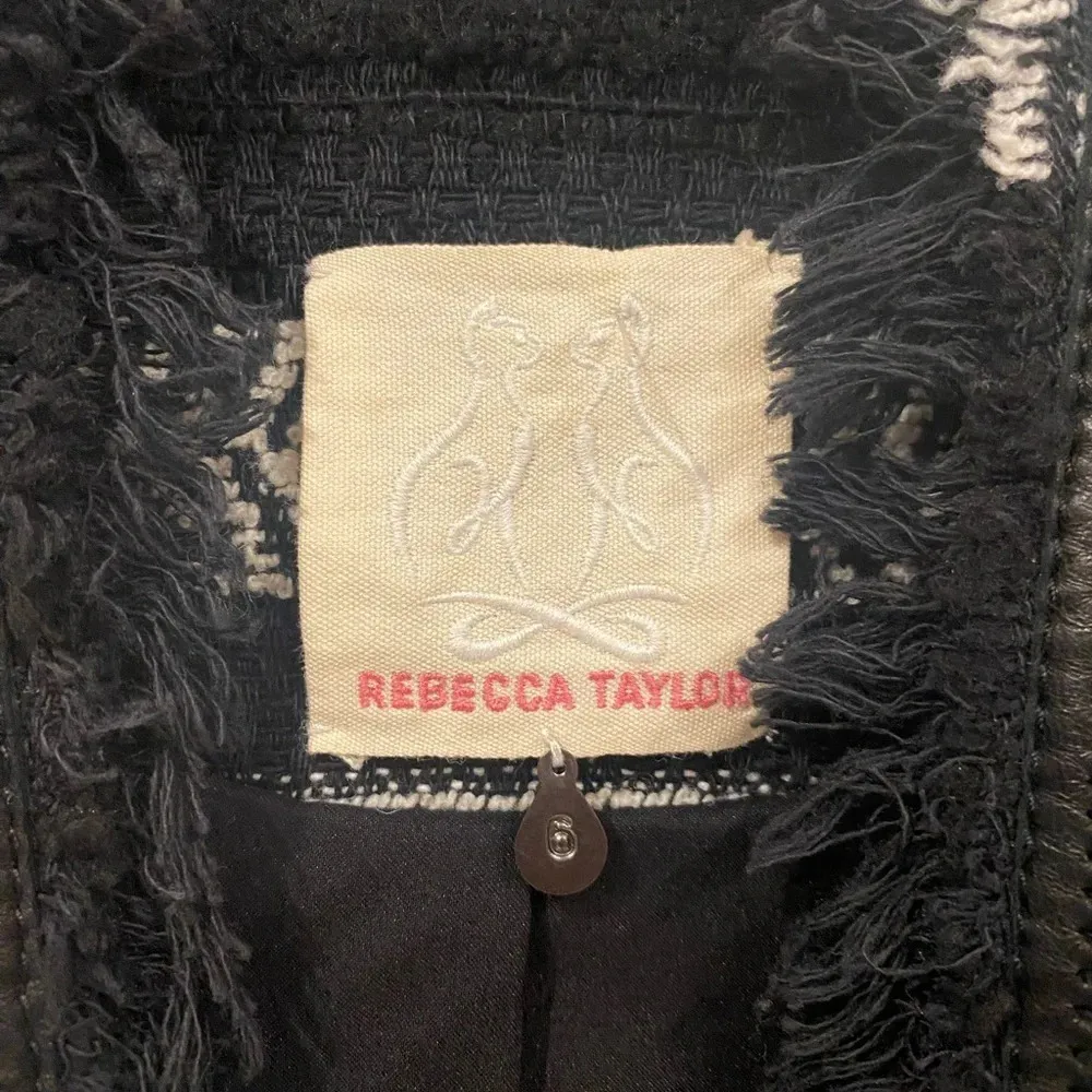 Rebecca Taylor Black and White Stripe Tweed Peplum Jacket Size 6 EUC - Image 3