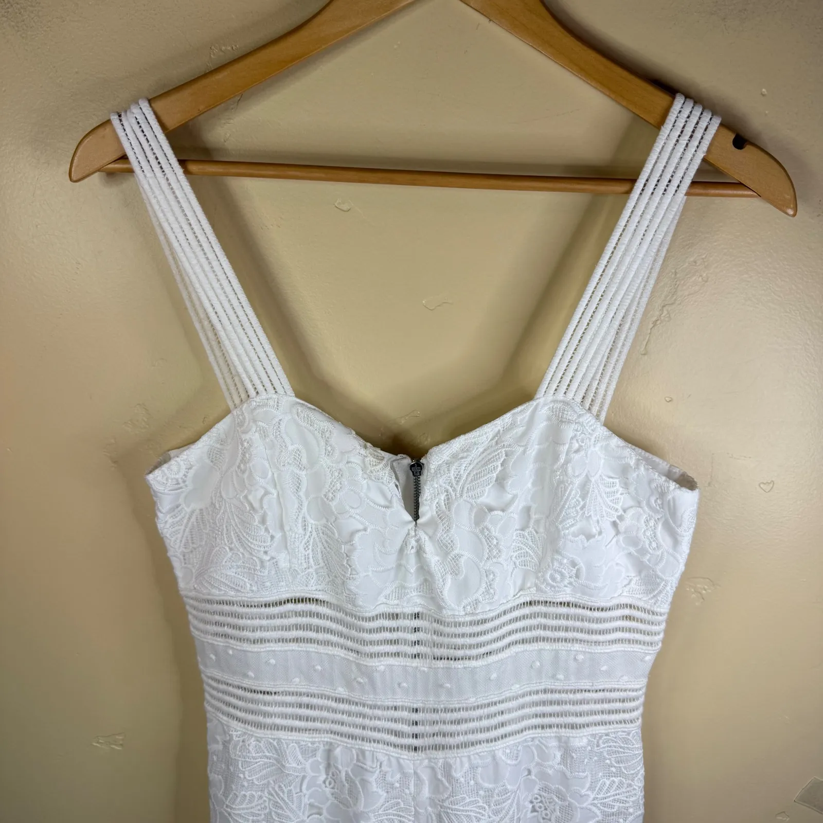 SAYLOR x Free People Gabri White Lace Jumpsuit Cropped Wide Leg Zipper Front S - Image 4