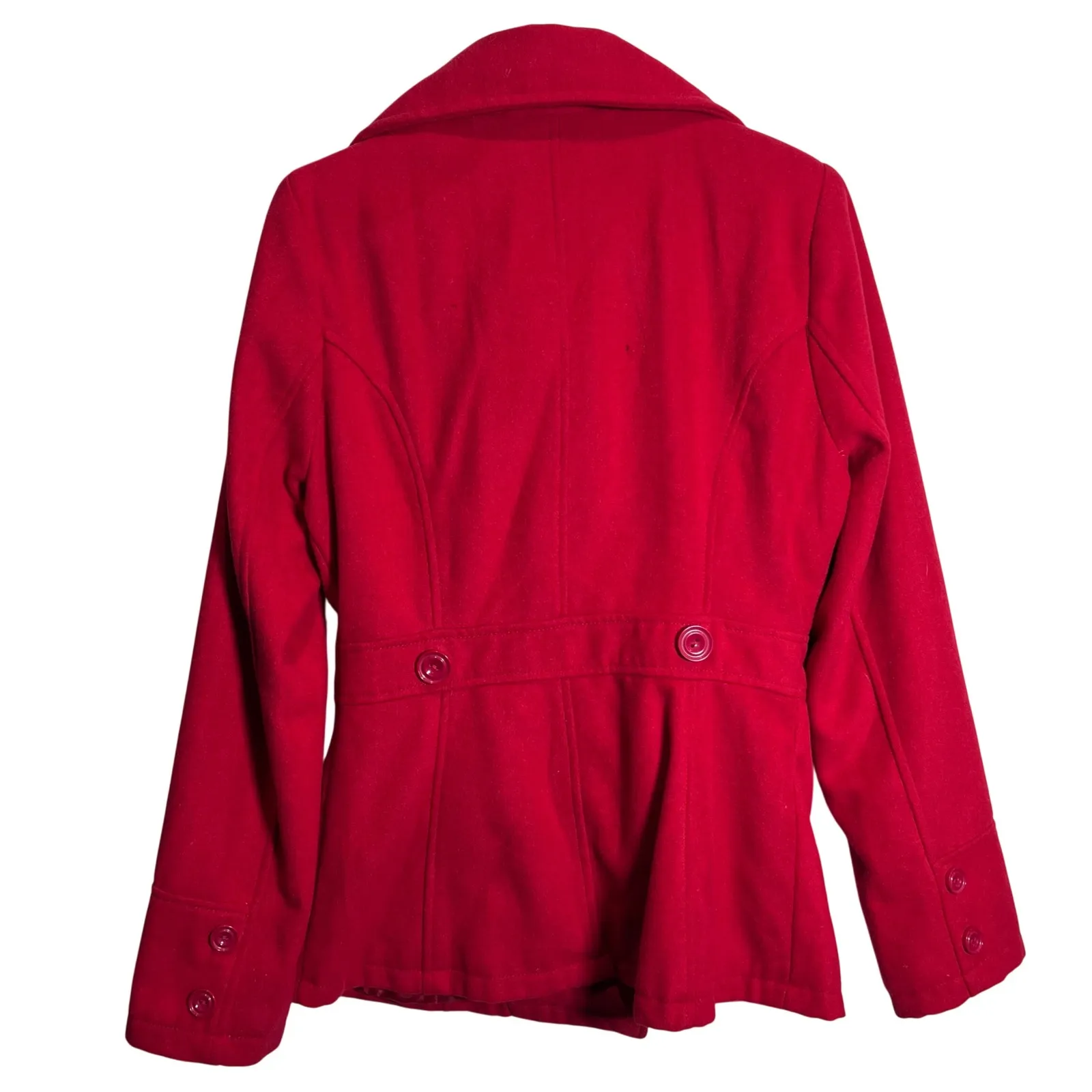 Body Central Large Red Double Breasted Pea Coat Women's Warm Winter Jacket - Image 3