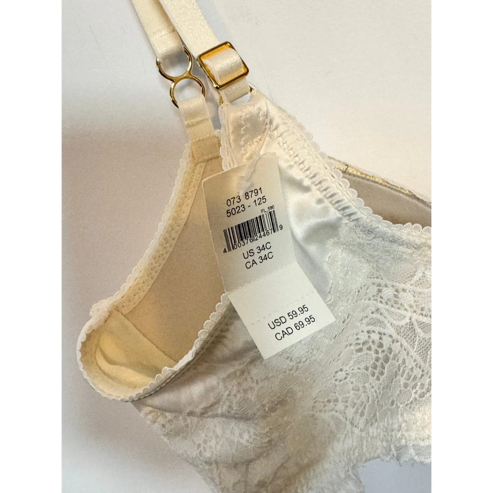 Aerie Womens Balconette Bra 34C Ivory Lace Underwire Full Coverage Padded NWT - Image 5