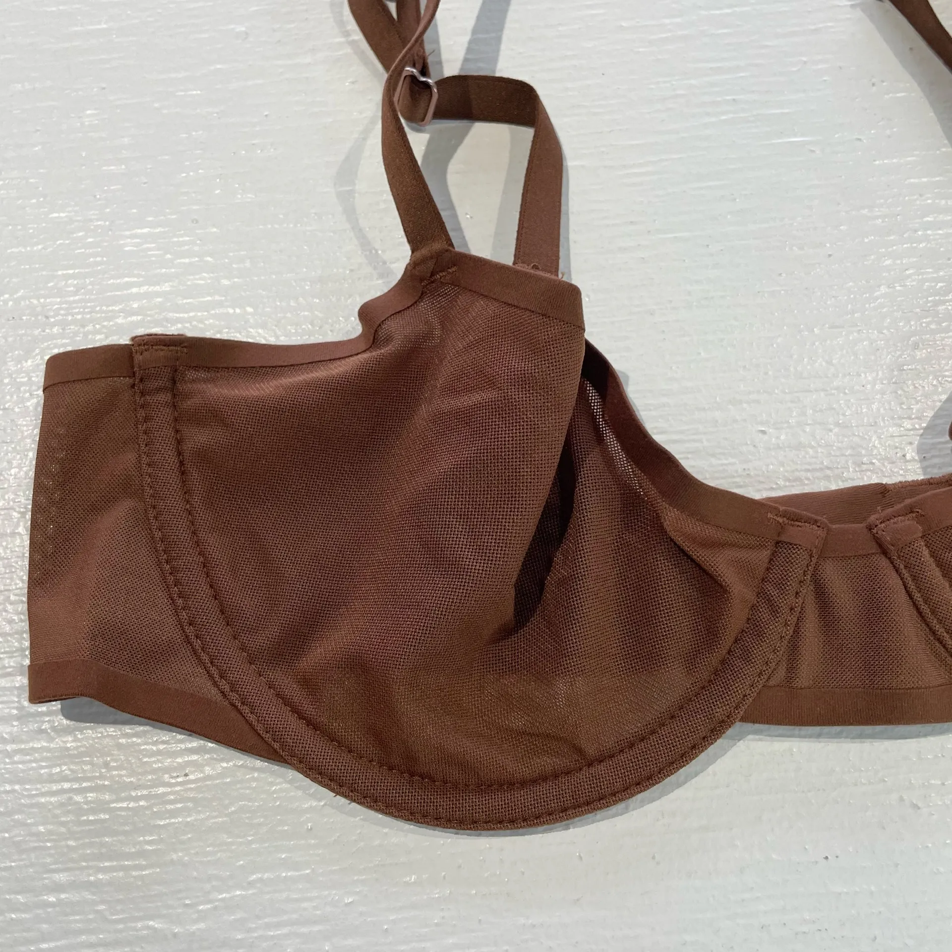 New Aerie SMOOTHEZ Mesh Unlined Underwire Balconette Bra Brown Size 34B - Image 4