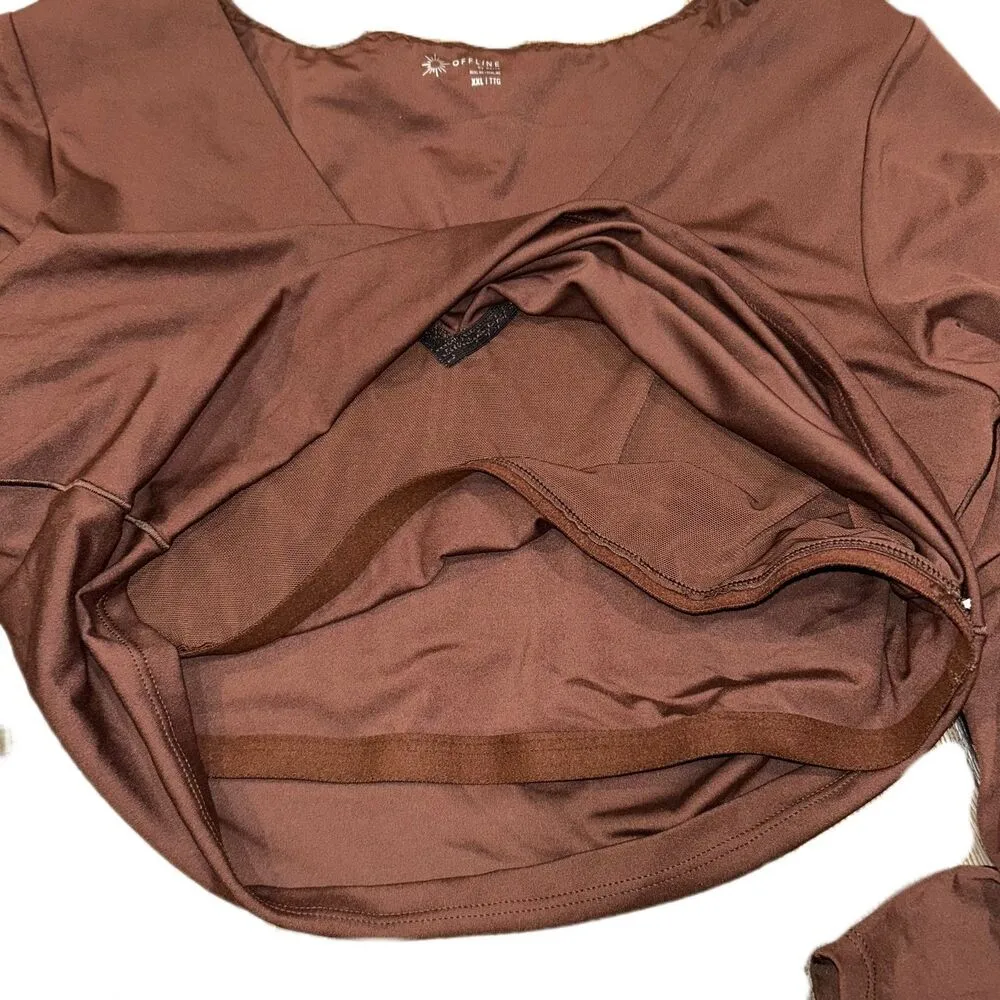 Aerie Offline Real Me V-Neck Crop Long Sleeve XXL - Image 7