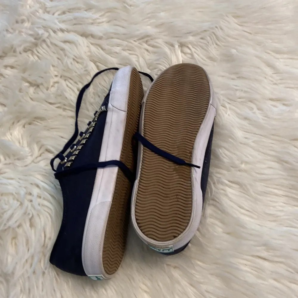 Jack Rogers CARTER Slip On Sneakers Lace Up Navy Midnight Blue Gold 👟 size 8 - Image 3