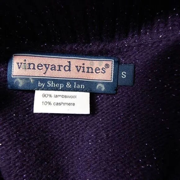 NWOT vineyard vines Lambswool Cashmere‎ Cowl neck Sweater, sparkly Purple, Small - Image 9