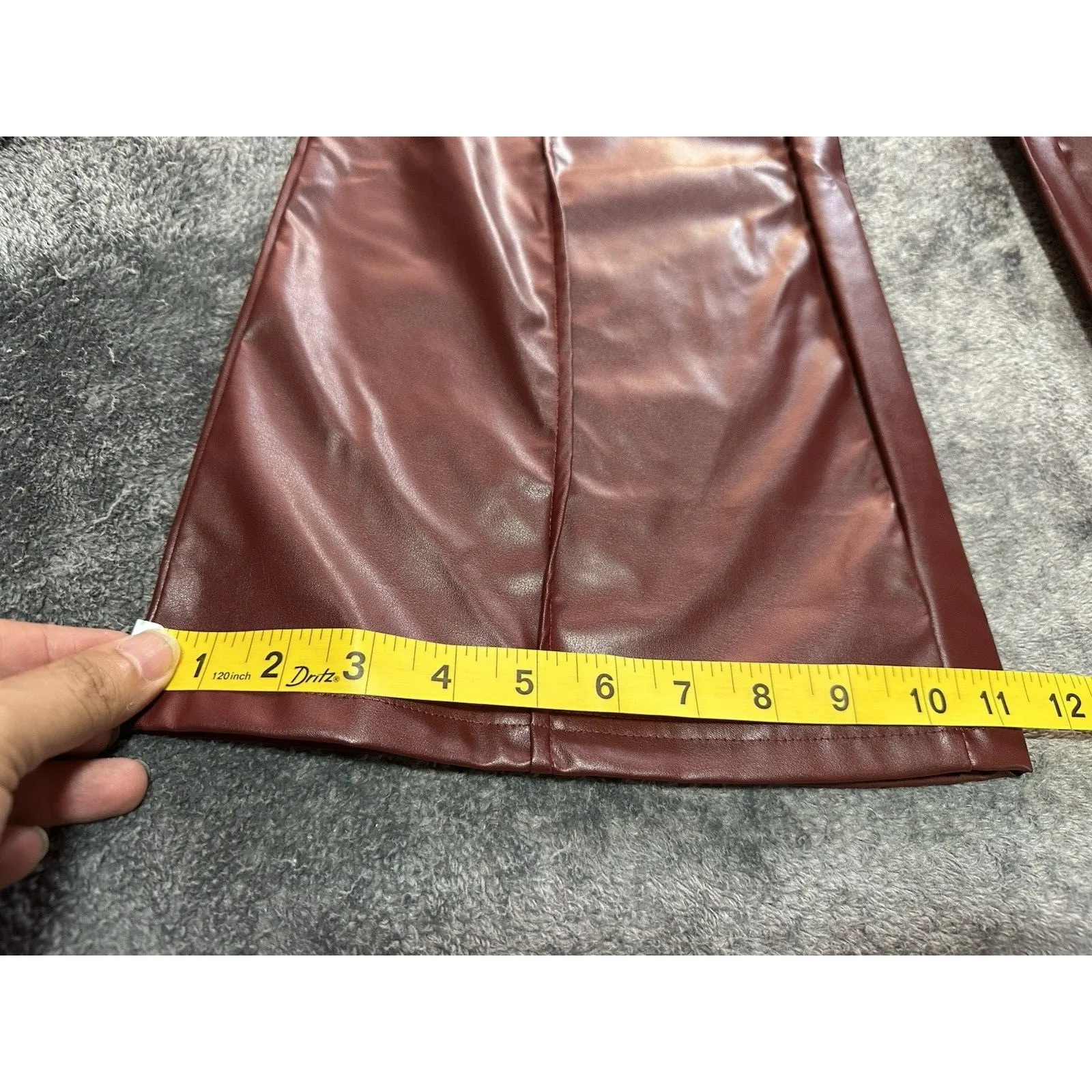 Missguided Bell Bottom Faux Leather Pants With Wide Flare in Brown Size L - Image 3