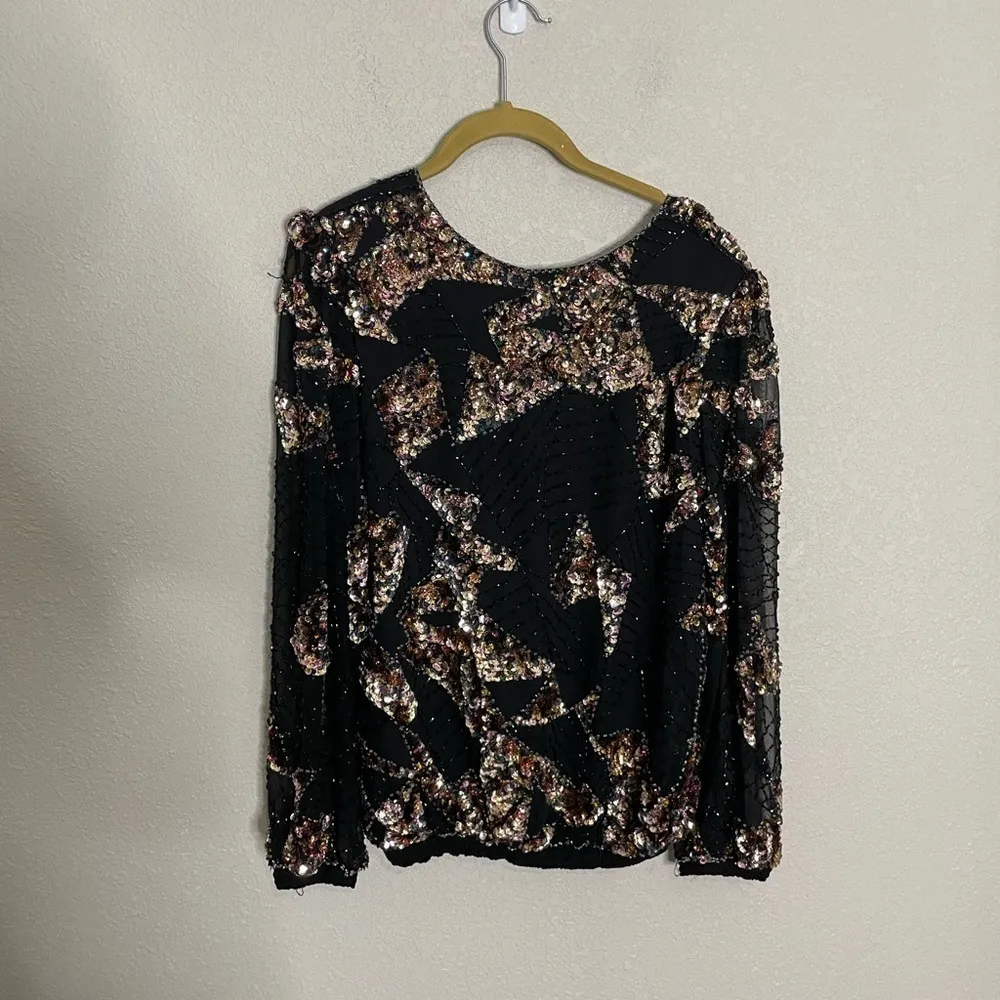 Vintage Oleg Cassini Beaded Blouse Small Shoulder Pads - Image 7