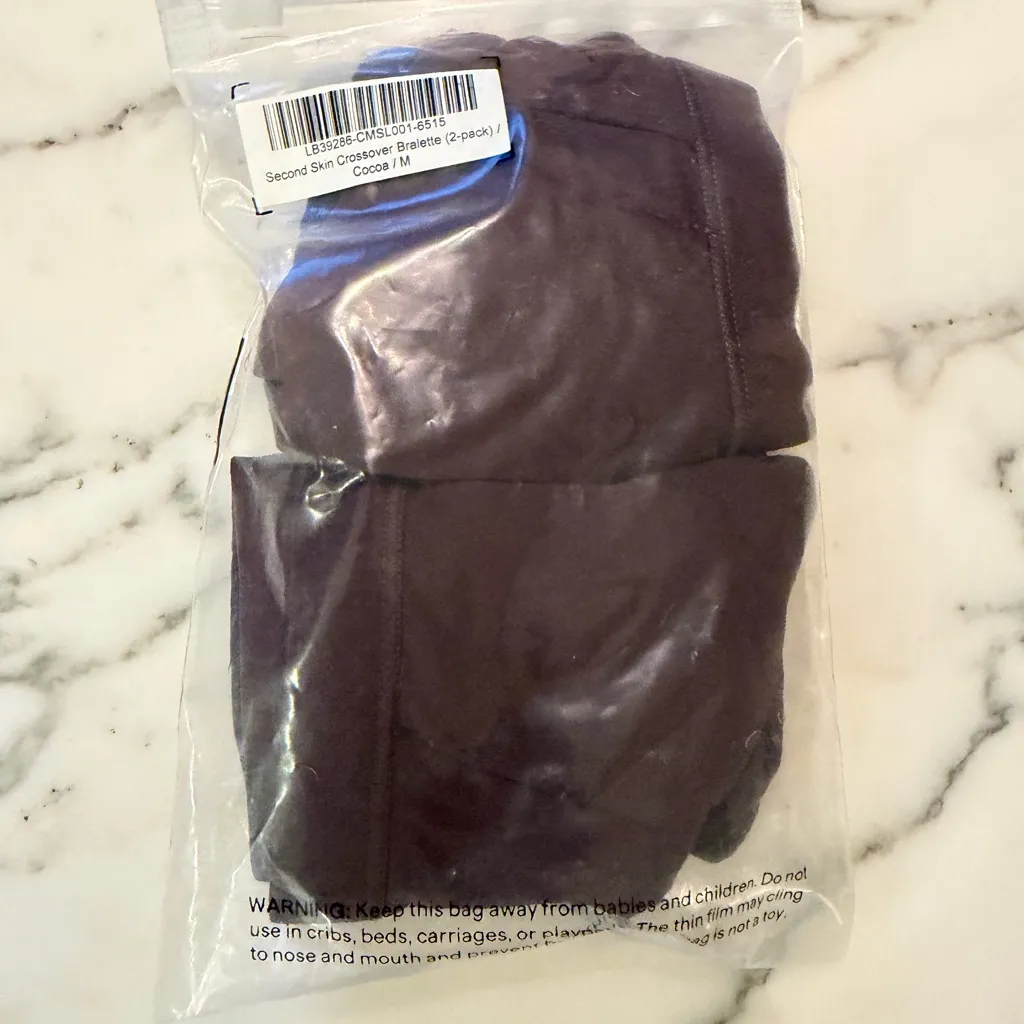 NWOT Quince Second Skin Crossover Bralette (2-pack) in Brown Cocoa Sz Medium - Image 5