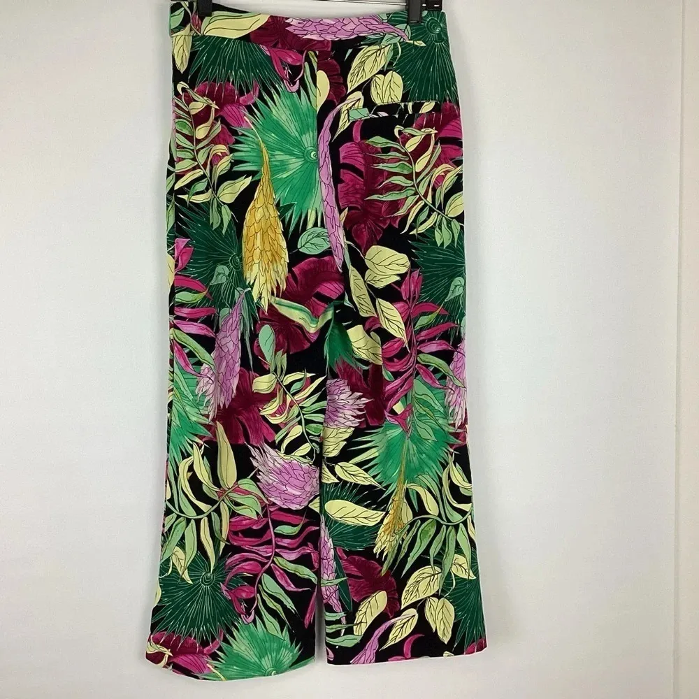 Monki Floral Wide Leg Pants Size 6 - Image 3