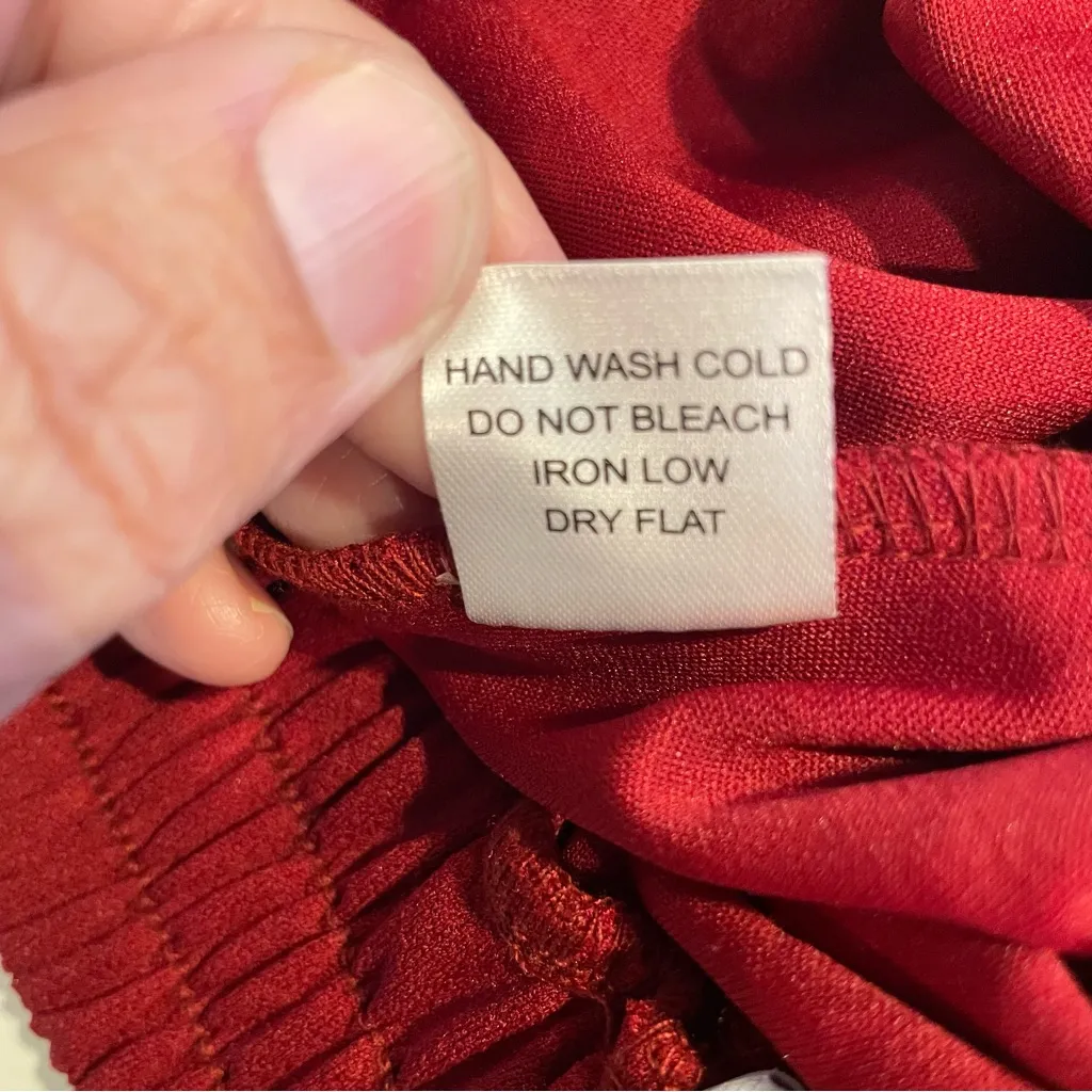 Iris Burgundy Ankle Pants Pockets Tie Stretch Waist Women M Boho Cottagecore NWT - Image 7