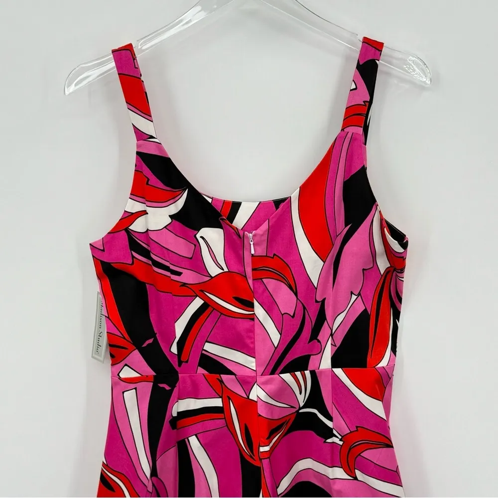Madison Studio pink geometric print fit and flare sleeveless knee length dress Size 12 - Image 4