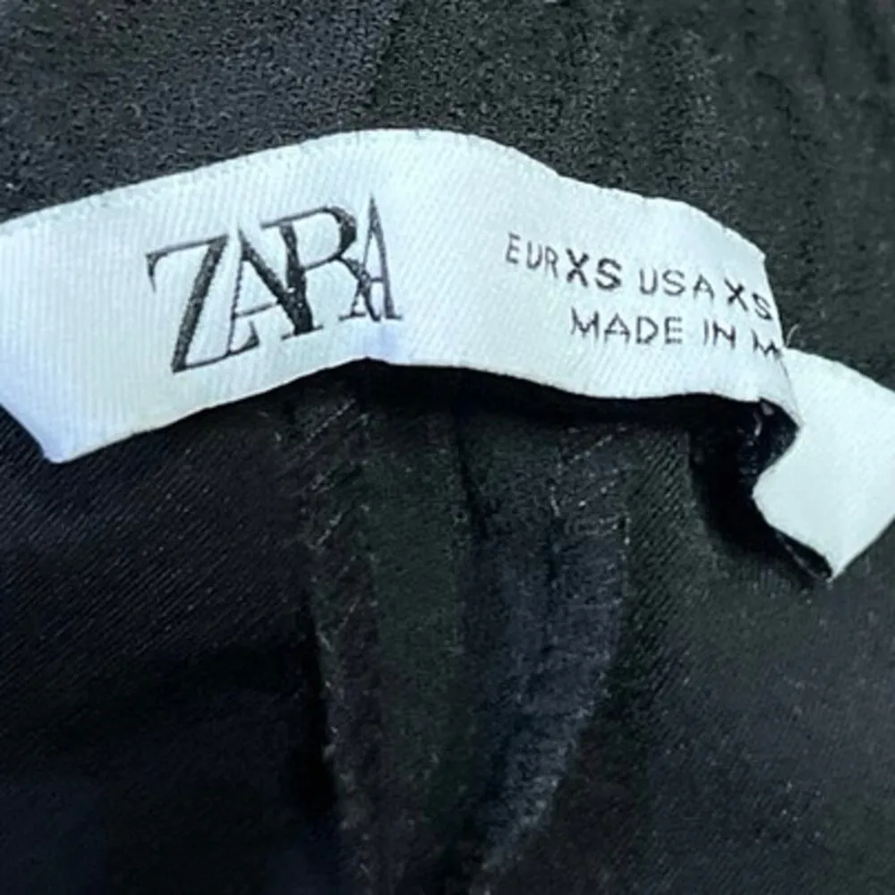 Zara Black Snap Off Buttons Wide Baggy Leg High Waist Trousers Pants Size XS - Image 6