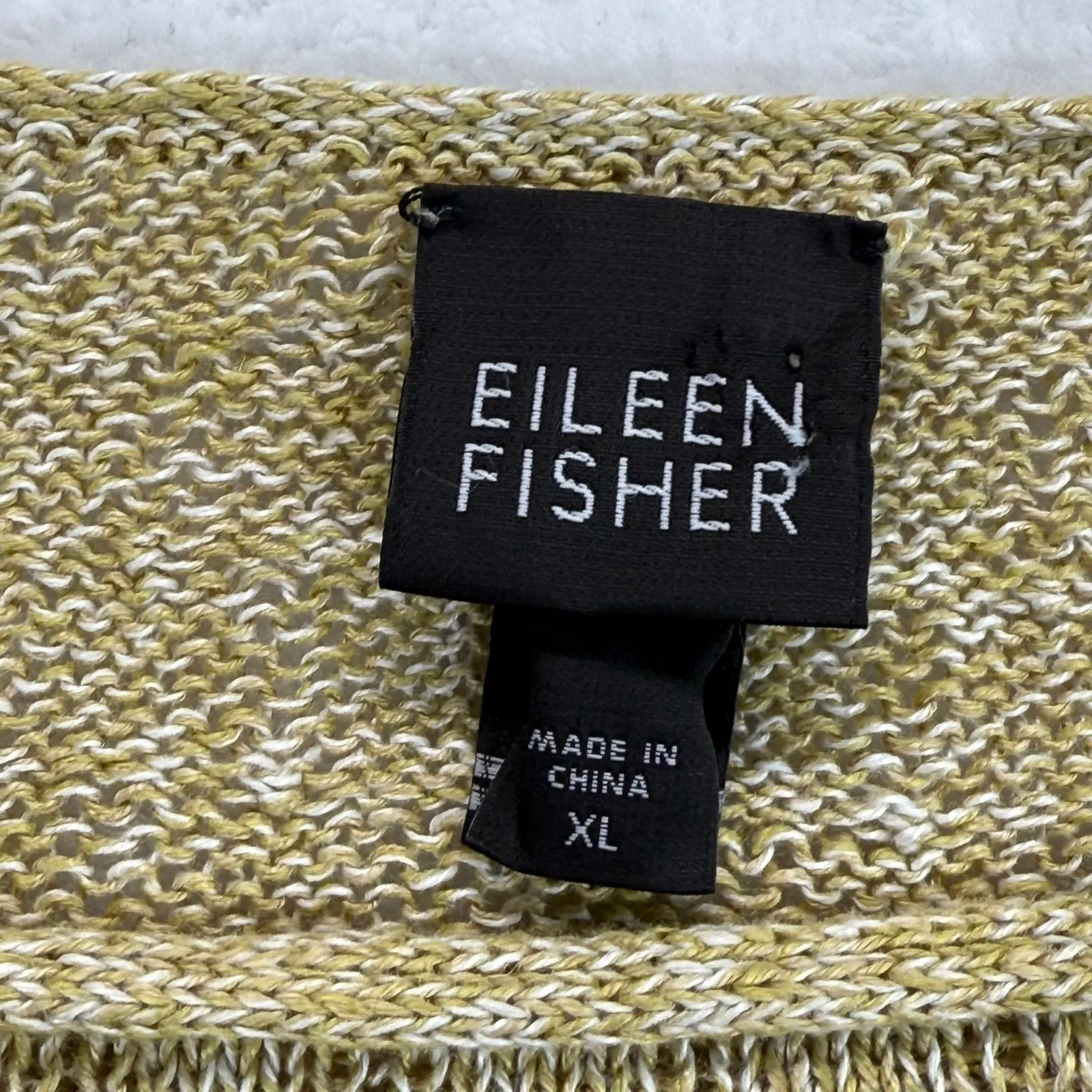 Eileen Fisher Linen Knit Sweater‎ Lightweight Gold Tunic Top Womens XL - Image 2