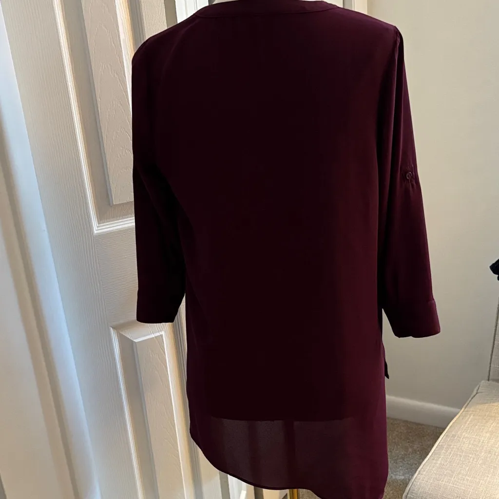 The Limited Merlot color 3/4 sleeve Women's assymetrical Blouse - Image 5