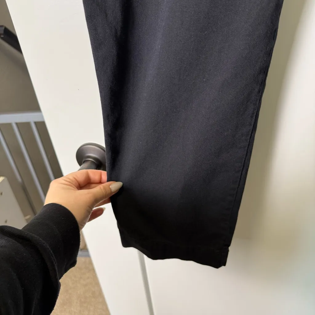 GAP Easy Fit Pull On Tie Waist Twill Pant Relaxed Straight Fit Black Casual LT - Image 4