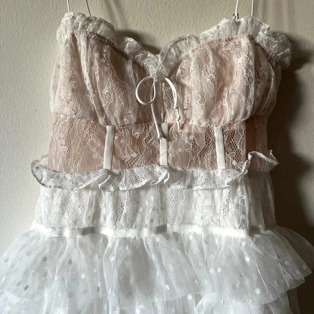 For Love & Lemons Jules Mini Dress in White Size S C0 - Image 3