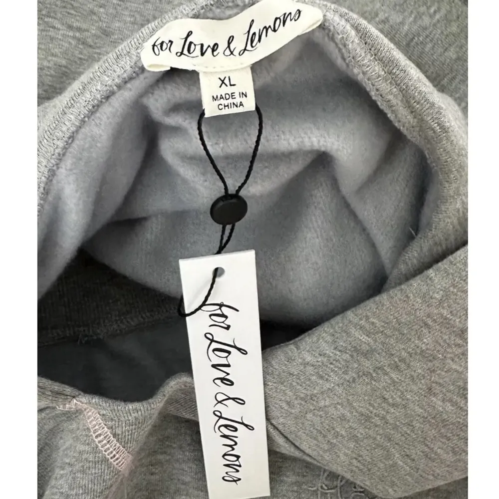 For Love & Lemons Gray Cropped Hoodie Sweatshirt & Joggers XL Set New VS FLL NWT - Image 4
