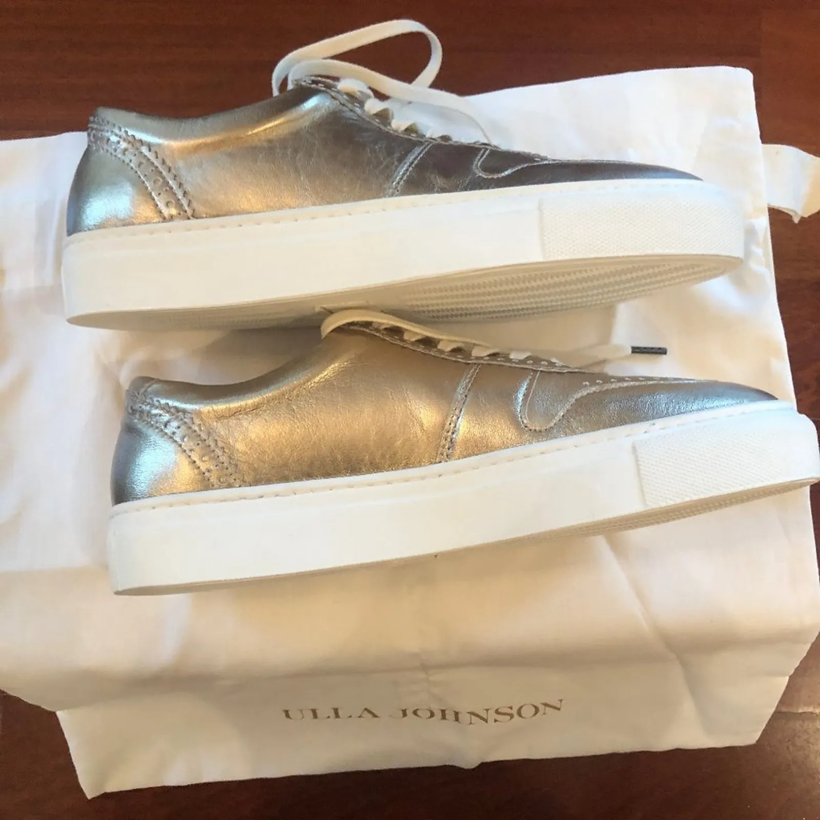 NEW Ulla Johnson Metallic Sneakers Rose Gold - Image 7