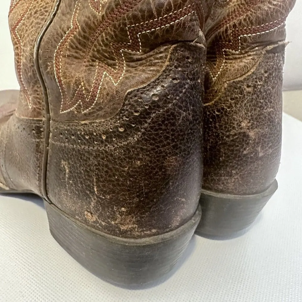 Ariat Boots Womens 5 Brown Western Square Toe Pull On Thick Stitch Low Heel - Image 5