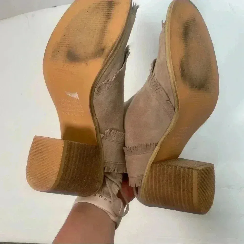 Silent D Tan Suede Fringe Western Ankle Boot Size 7 - Image 8