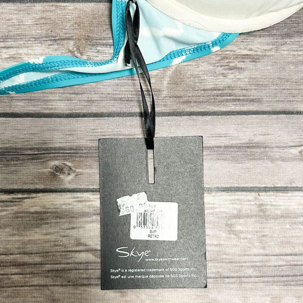 Skye Turquoise Green White Chevron Push Up Halter Underwire Bikini Top NWT Small - Image 9