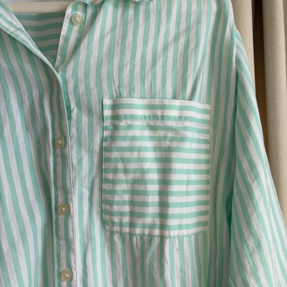 Loft teal and white stripe button up - Image 3