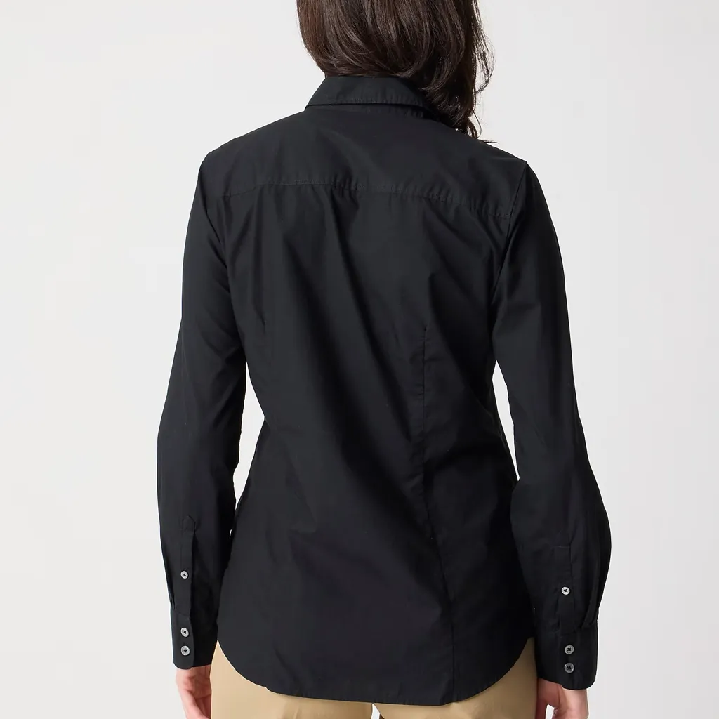 J.CREW Black Petite button-up cotton-blend poplin shirt signature fit Size XSP - Image 3