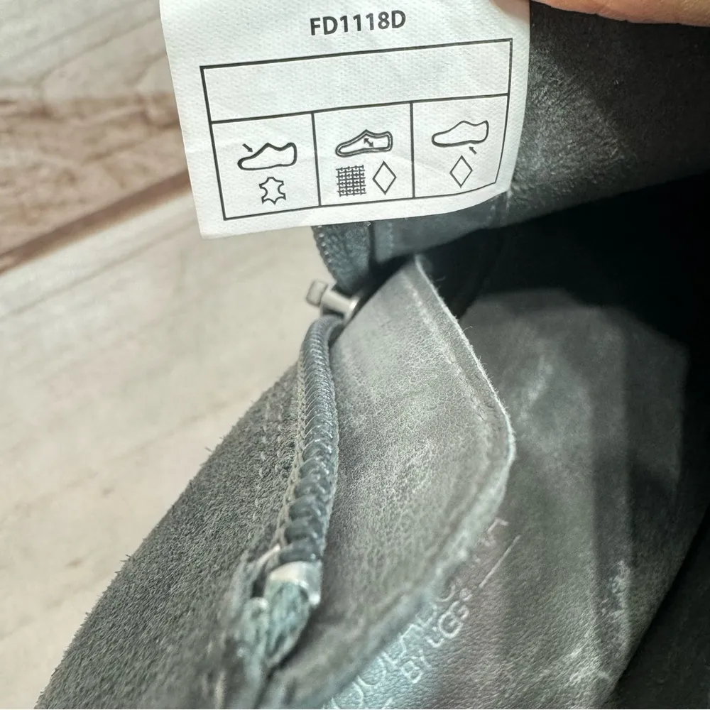 Sofiya Gray Genuine Suede Heeled Ankle Boots with Silver Studs - Image 9