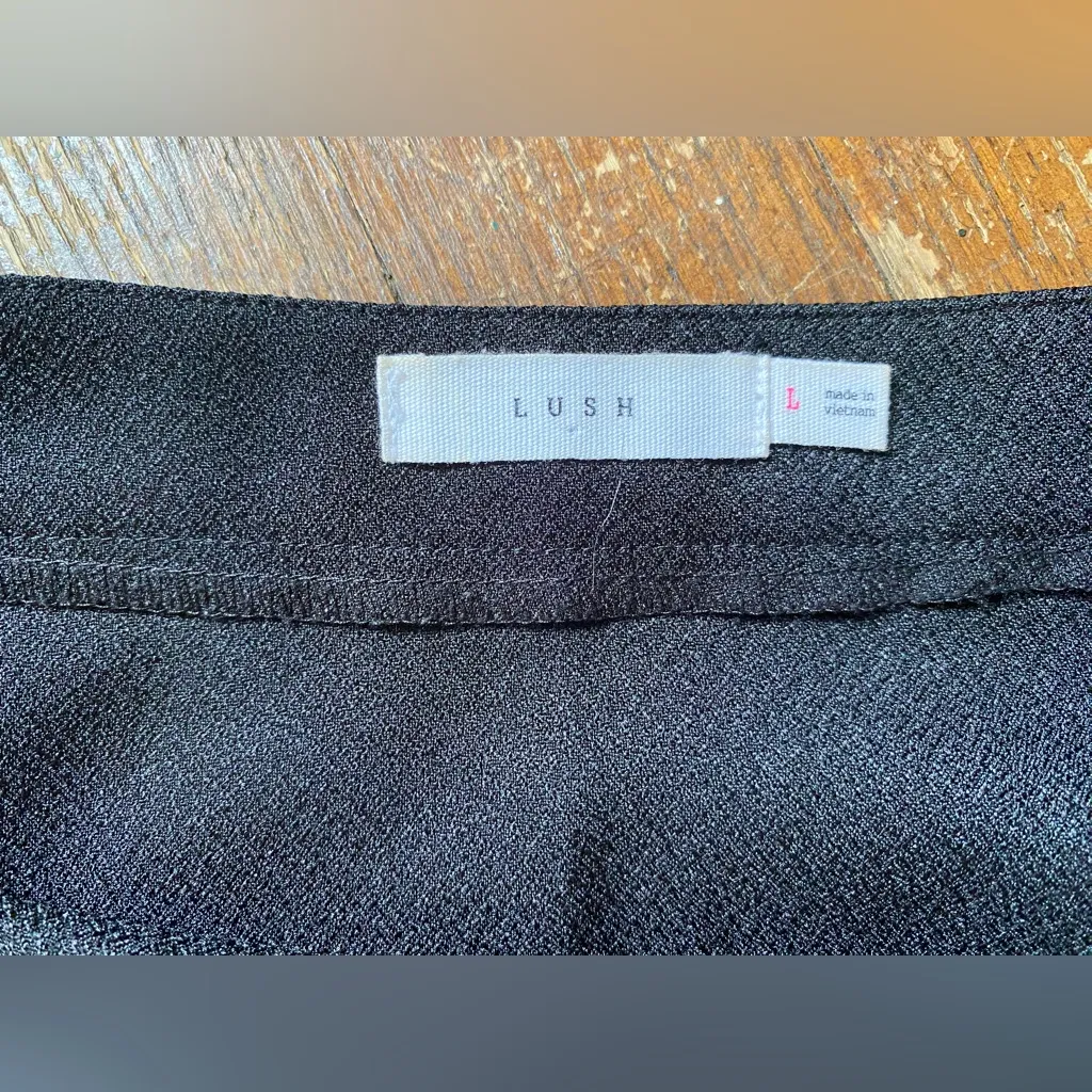 Lush Black A-Line Mini Skirt w/ Scalloped Edge Size LG - Image 3