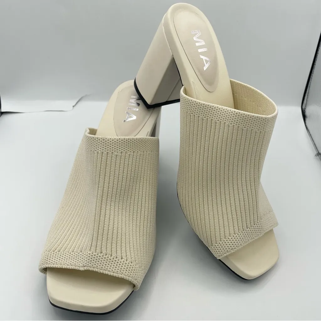 Mia Hilary rib-knit slip on comfy block heel sandals women’s Size 6 1/2M - Image 8