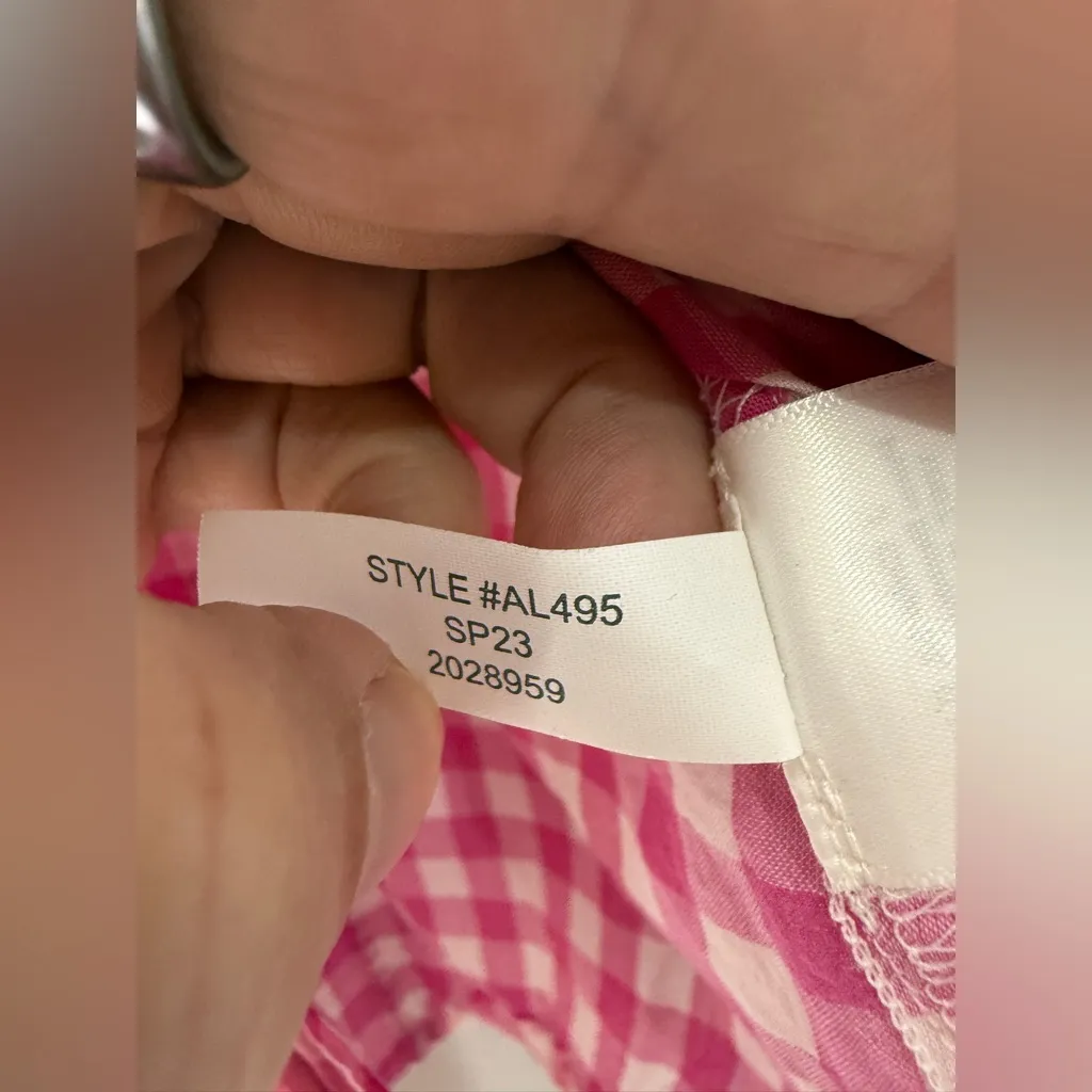 J Crew‎ Factory Pink White Check Gingham Collar Button Down XL - Image 5