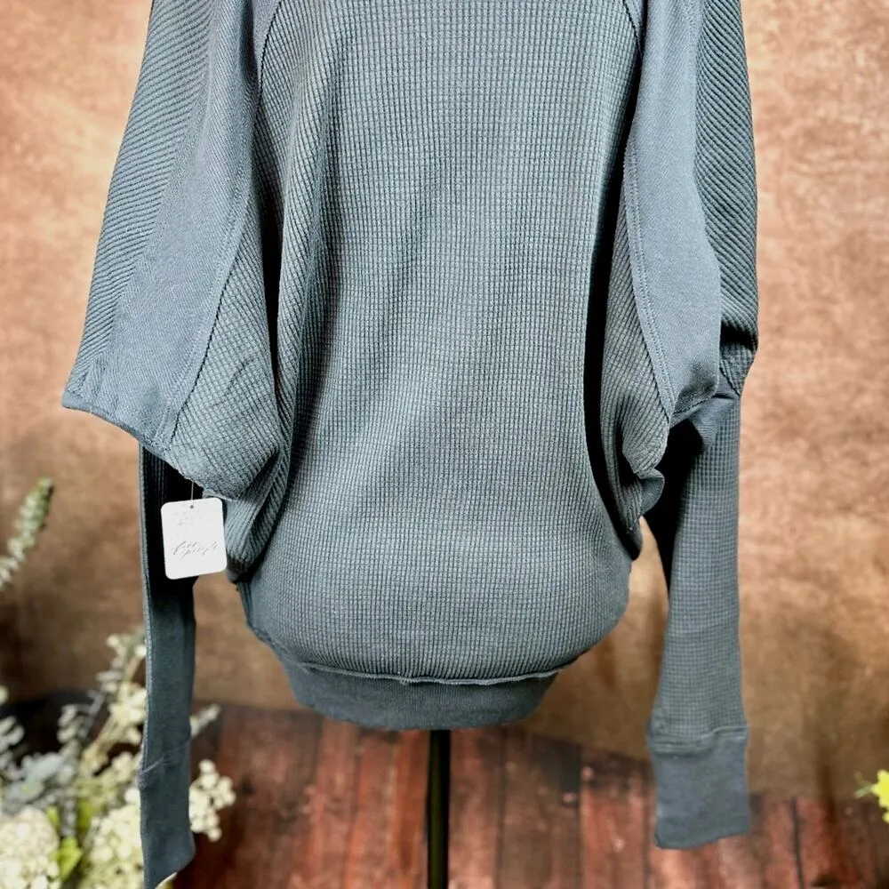 Free People Santa Clara Ribbed Oversized Top Charcoal Black S - Image 13