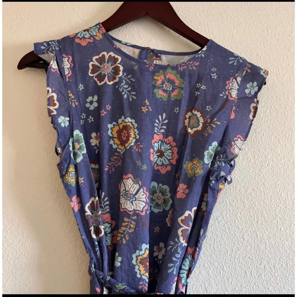 Marine Layer Laney Mini Dress In Marlin Hibiscus Floral Linen/Lyocell Size S - Image 7