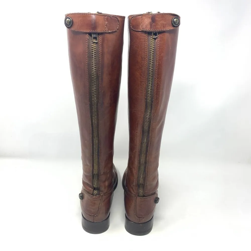 Frye Melissa Button Back Zip Leather Riding Boots in Cognac Brown Size US 5.5 - Image 5