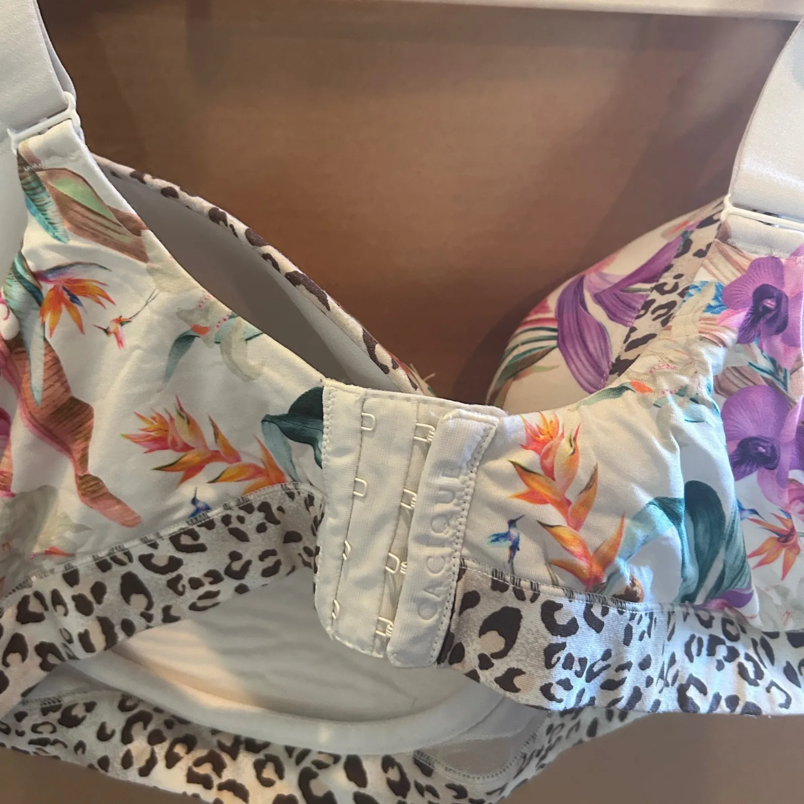 Cacique 46DD Lightly Lined Balconette Bra Tropical Floral Leopard Print - Image 5