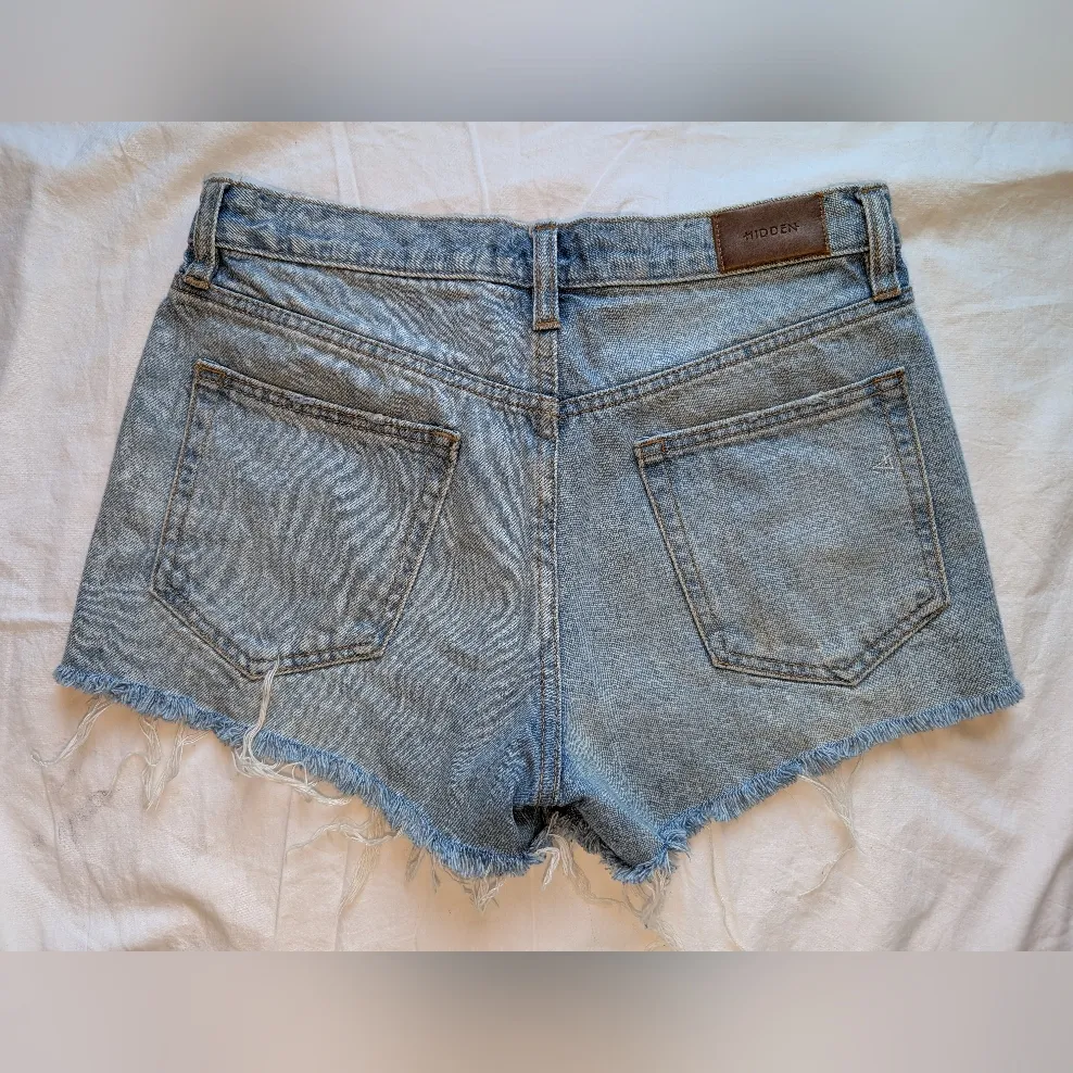 Hidden High Waist Distressed Jean Shorts Women's Small Blue - Image 2