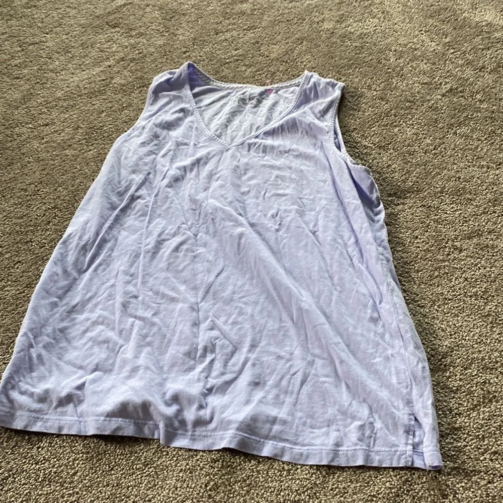 Carole Hochman Lavender White Striped Pajama Set SIZE M Purple Size M - Image 5