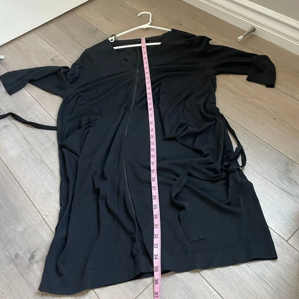 COS Knit Tie Zip Up Draped mini swim coverup lightweight black Dress size M - Image 4