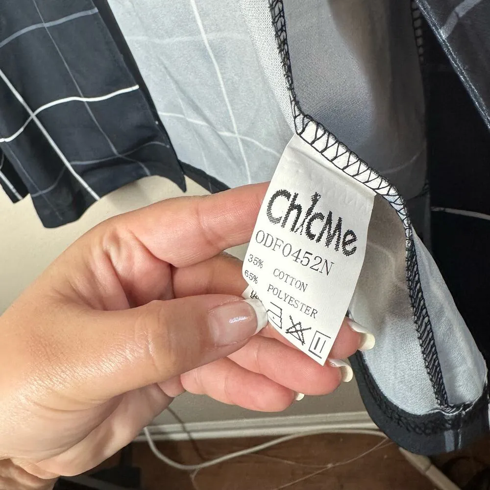 ChicMe Navy Blue Plaid Lightweight Blazer Size Medium Academia Black - Image 5