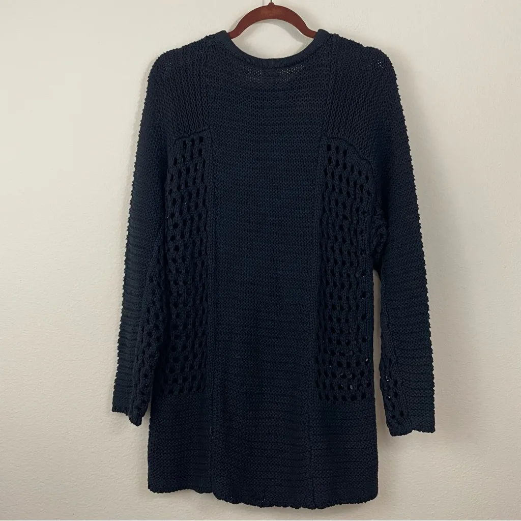 Cabi #6411 Beachcomber Sweater‎ Open Knit Tie Neck Tunic Pullover Size Medium - Image 7