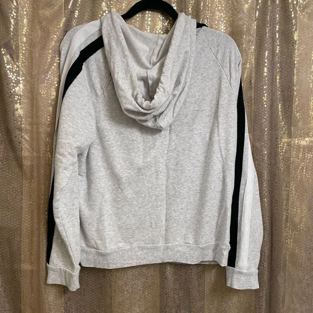 PINK Victorias Secret Gray Black White Stripe Full Zip Hoodie, L flawed - Image 2