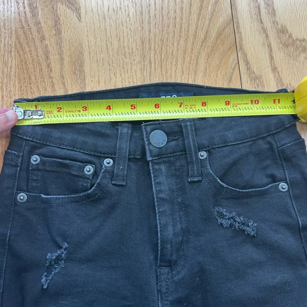 Aeropostale Black Ripped Skinny Jeans Size 0 Aero Denim Raw Hem Distressed - Image 6
