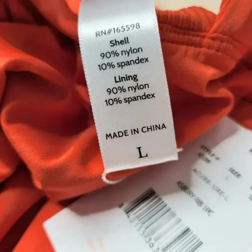 NWT Andie The Asbury Ribbed One Piece Swimsuit Removable Cups L Sire Orange - Image 7