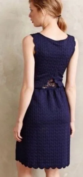 Maeve Anthropologie Sleeveless A-Line Dress Size S Textured Scalloped w/Pockets - Image 2