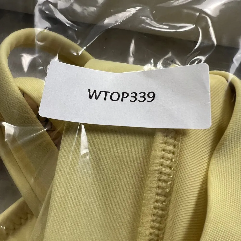 Girlfriend Collective Sunny Yellow Strappy V-Neck Sports Bra Size L - Image 7