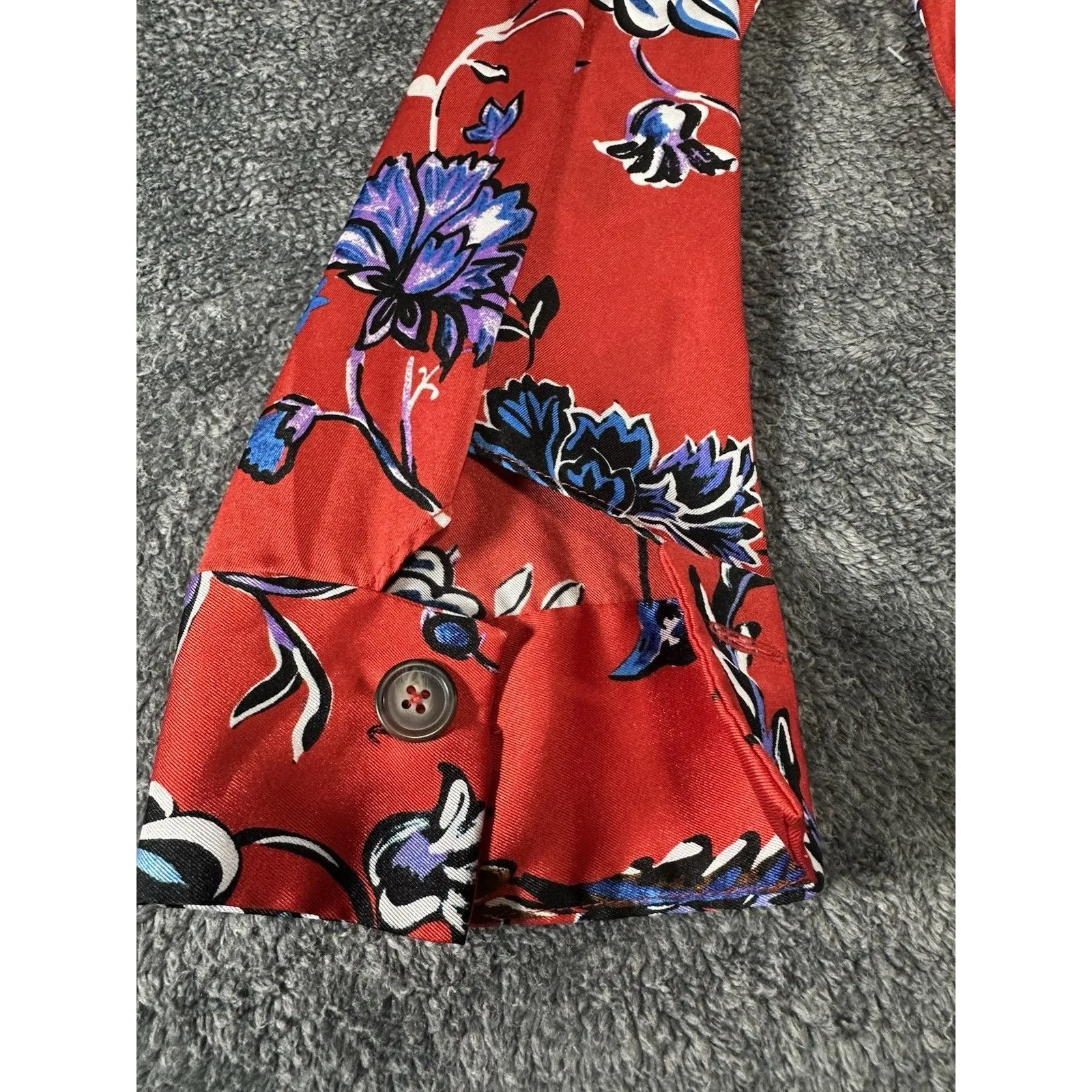 Zara Red Blue Multi Floral Paisley Bird Patchwork Blouse Top Size XL - Image 9