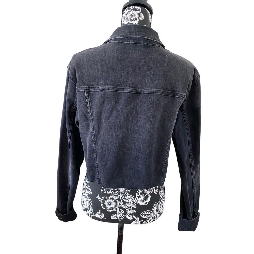 Joes Jeans Black Denim Cropped Jean Jacket Grunge Punk Goth Gothic - Image 3