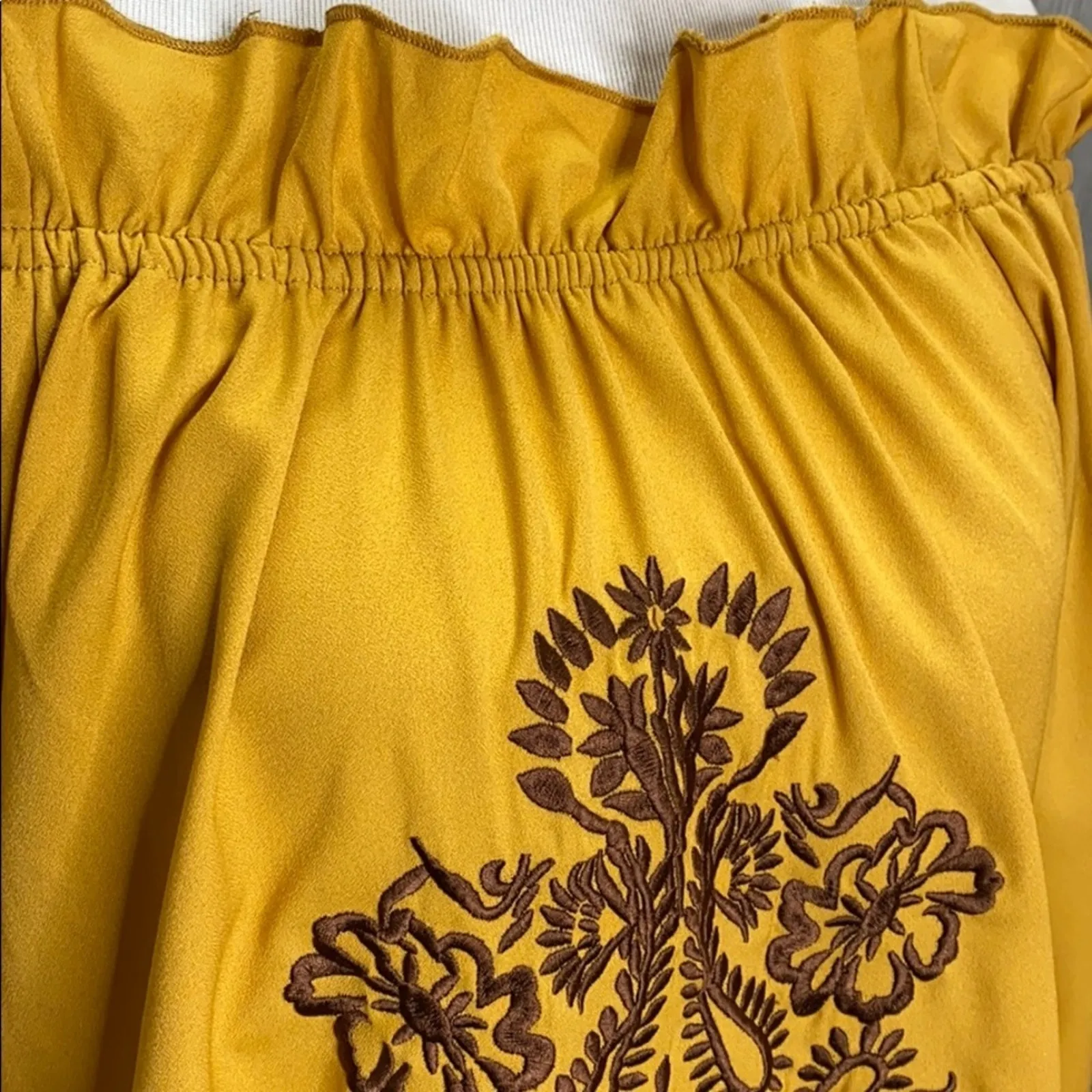 Cedar Rose Mustard Peasant Off Shoulder Top NWT Size Small Yellow - Image 4