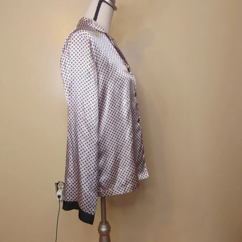 Linea Donatella Pink Black Size Small S Soft Smooth Pajama Long Sleeve Shirt - Image 6