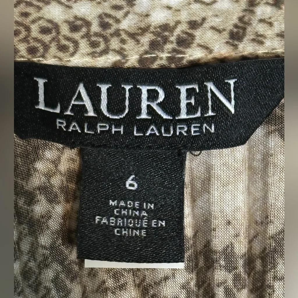 Lauren Ralph Lauren 6 Skirt Pleated Snake Animal Print Satin Charmeuse NWT Brown - Image 2